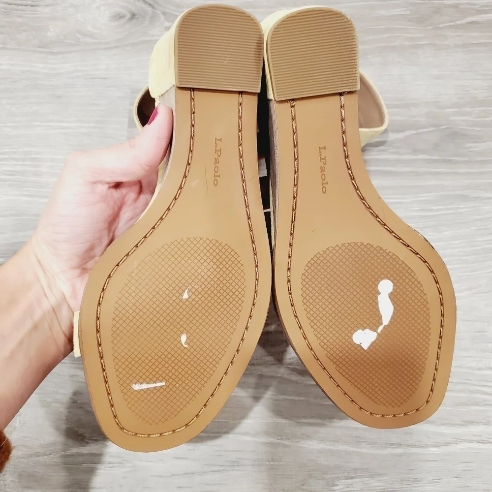 NEW Linea Paolo Elodie Wedge Yellow Suede Sandal